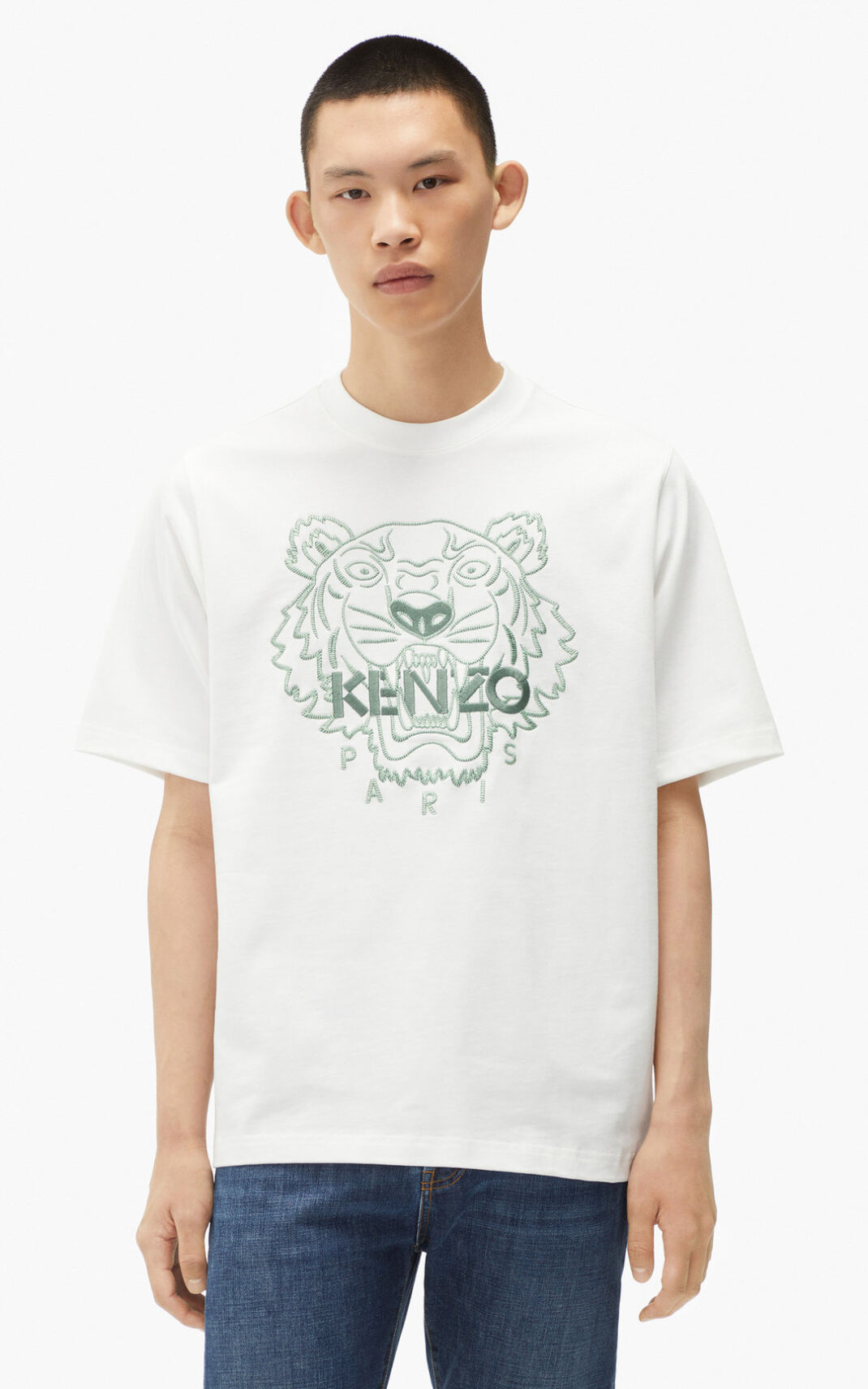 Kenzo Loose fitting Tiger Majice Muške - Bijele - Hrvatska QKCSUI983